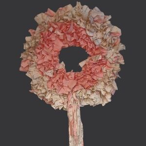 Pink and Cream Fabric Wreath